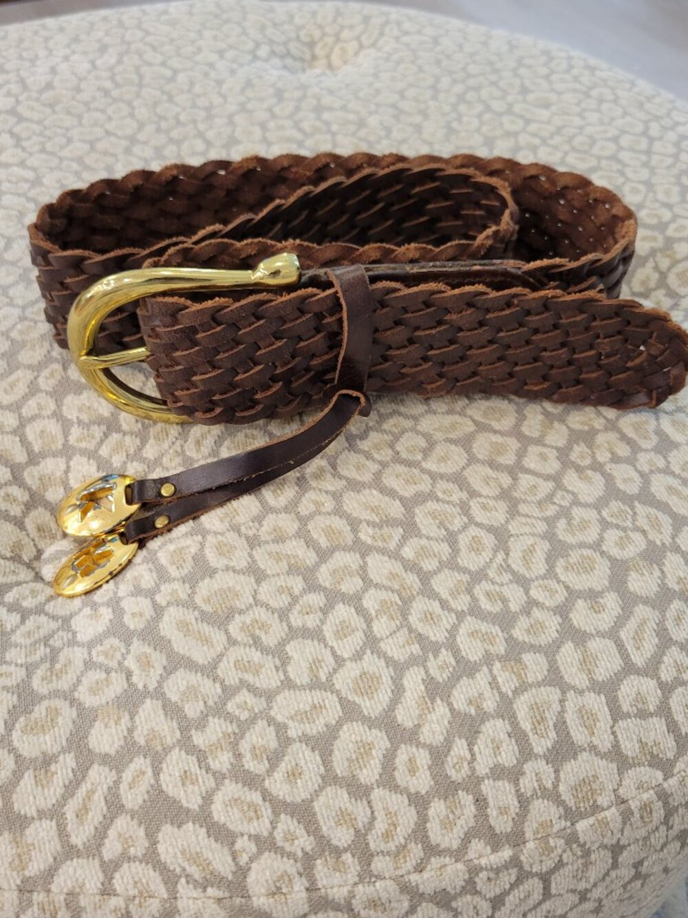 Micheal Kors Brown Braided Leather Belt
